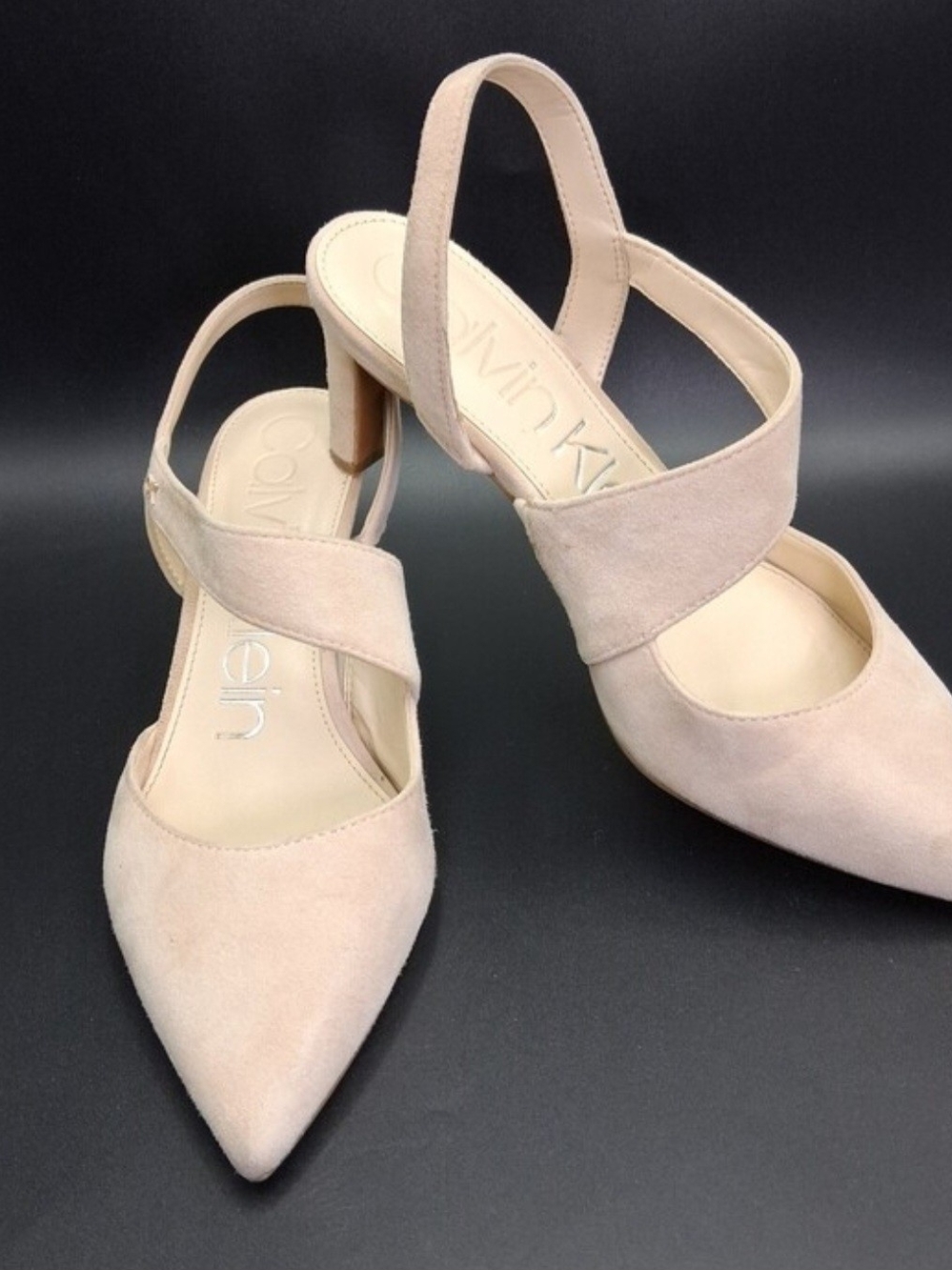 Calvin Klein Light Blush Suede Pointed Slingback Heel
